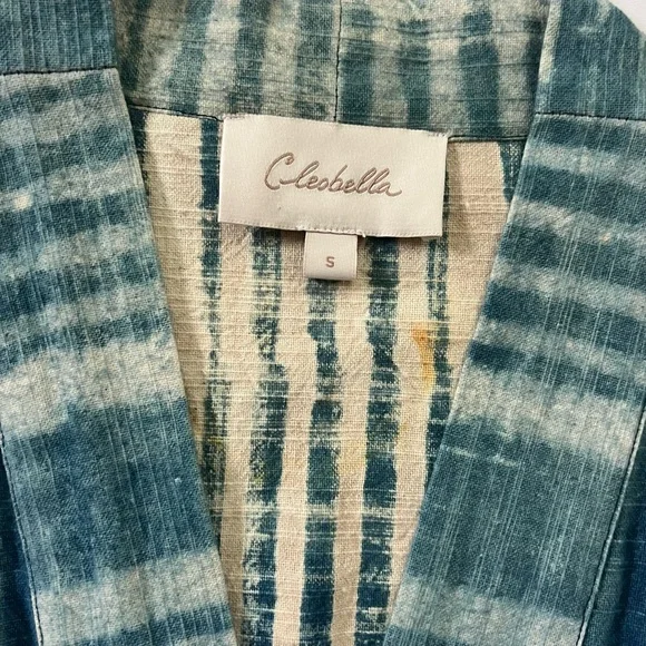 Like New/ Never Worn- Cleobella Teal Striped Kimono in BLUE - Picture 2 of 6